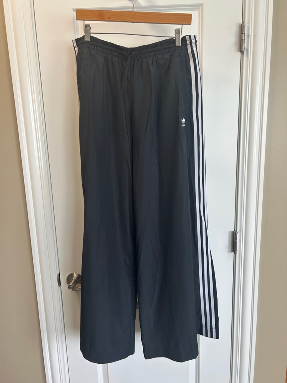 adidas Black Track Pants with White Side Stripes
